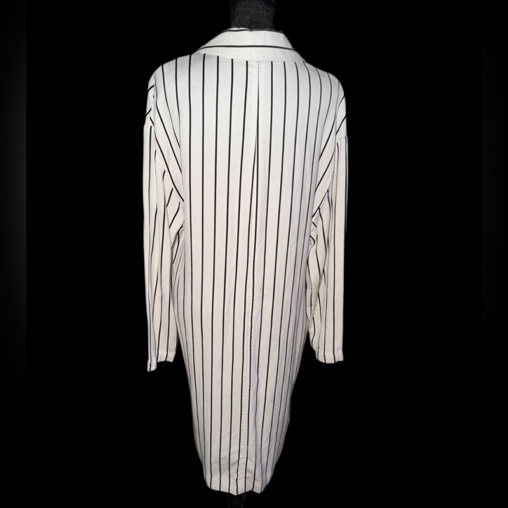 Top Shop Womens Long Jacket slimming vertical stripes, lined size 8/10 - Picture 2 of 8